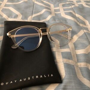 Quay Australia Gotta Run 111 Clear And Gold Blue Light Glasses